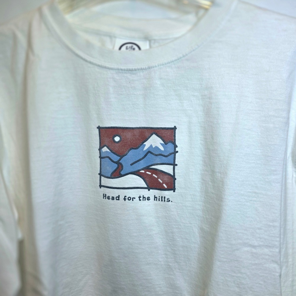 VTG Life is Good Long Sleeve Tee Womens Sz Large White Mountain Theme - Picture 6 of 10